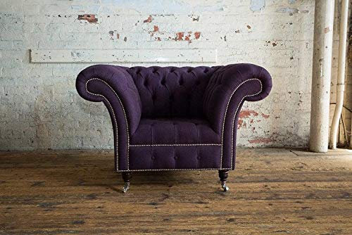 JVmoebel Lila Chesterfield Couch Sofa Polster 1 Sitzer Couchen Sitz Garnitur Sofas Neu