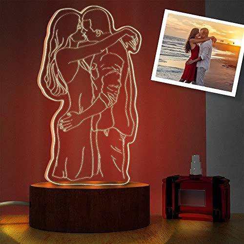 VEELU Personalisierte Foto 3D Lampe Foto Gravur benutzerdefinierte Text 3D Nachtlicht mit Ihrem eigenen Bild & Text für Kinder Vatertag besten Geschenke