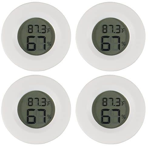 ALMOCN 4X Mini LCD Digital Thermometer Temperatur Luftfeuchtigkeit Tester Hygrometer für Kühlschrank Aquarium -50°C~+70°C (Weiß)