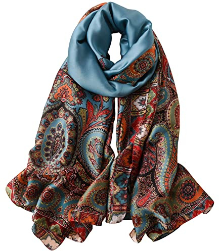 NUWEERIR Damen-Schal, 100 % große Maulbeerseide, langer Satin-Schal, modischer Designer-Schal, leichte Wickeltücher