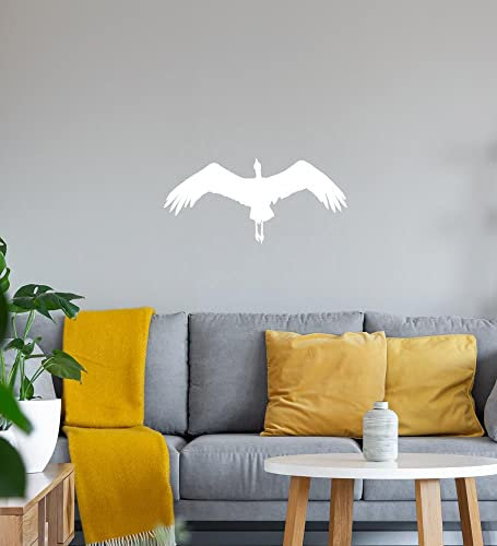 fliegender Storch Wandtattoo Weiß Aufkleber 40 x 19 cm