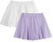2 Pezzi Gonna a Pieghe Bambina Corta Vita Elastica Gonna Sportiva con Pantaloncini Interni per Ragazza(Bianco Viola,130/6-7 Anni)