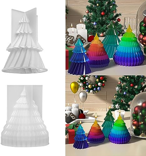 TSQZE 2pcs Weihnachtskerzenformen Silikon Kerzengießform, Spiralkegelform Und Faltbarer Kegel Weihnachtsbaum, Weihnachtsbaum Silikonformen Für Aromatherapie Kerze Schokolade Seife (Trompete)