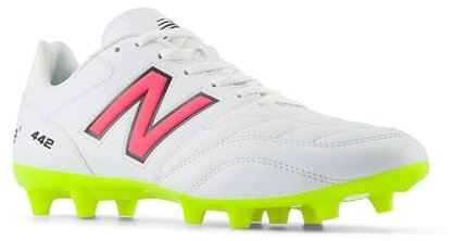 New Balance Herren 442 Academy Fg V2 Fußballschuh, Weiß/Hi-lite/Schwarz, 45 EU