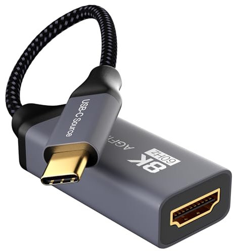 Adattatore da USB C a HDMI 2.1, adattatore USB C femmina a 8 K HDMI, ad alta velocità 48 Gbps [compatibile con Thunderbolt 3/4] per MacBook Pro, MacBook Air, iPad Pro, UHD TV, proiettore e altro