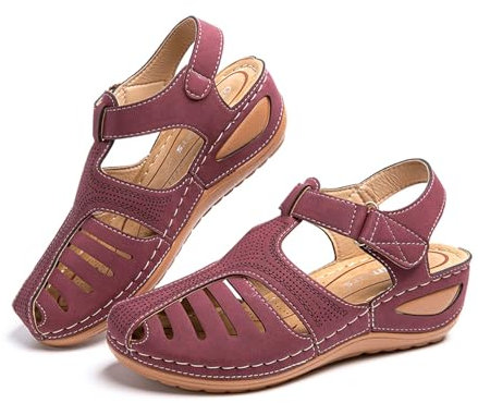 Sandali Donna Plateau Estivi Ciabatte Chiuse con Zeppa Vintage Pantofole alla Caviglia Comode Piattaforma Scarpe Tacco Mules 1 Viola 35 EU