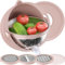 XXWZJH Passoire 4-1 avec bol mélangeur, passoires et passoires pour cuisine, nettoyeur de fruits, essoreuse à salade, passoire pour cuisine (rose)