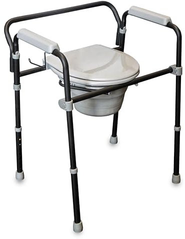 Able Life Universal Bedside Commode, Extra Wide 3-in-1 Adjustable Toilet Safety Rail, Shower Chair and Portable Toilet, Handles for Seniors/Elderly Adults, Camping Commode Chair, Removable Bucket
