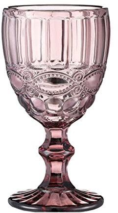Juego de 1 copas de vino de colores con patrón vintage en relieve para fiestas, bodas, aniversarios, copas de cristal