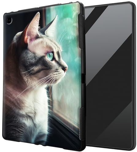 DIGTIALL TPU Case for Samsung Galaxy Tab A8 10.5 Inch 2022 Model (SM-X200/X205/X207) Tablet, Black, Ultra Thin Soft TPU Protective Case for Samsung Tab A8 2022 Tablet, Cat Window
