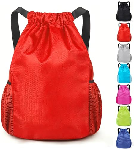 KANGSIT Drawstring Gym Bag String Bags Gym Sack Backpack PE Bags | Women Men, Trainer Swimming Bag, Travel Beach School Holidays, Sports, Kids, Boys, Girls