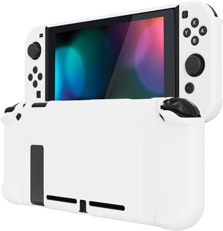 eXtremeRate Hülle für Nintendo Switch Joycon Konsole,Case Hülle Schutzhülle Griff Tasche Zubehör für NS Joycon Konsole,trennbare Schale,andockbare Schutzhülle für Nintendo Switch(Weiß)
