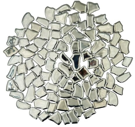 Yuvori Piastrelle per mosaico di colori misti, 0,5 kg, in ceramica, varianti ideali per fai da te, bagno, cucina, soggiorno, giardino e decorazioni per esterni (argento grande irregolare)