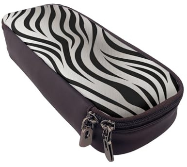 ULKMFFCF Bee Honeybee bedrucktes Federmäppchen, Stiftetasche, PU-Leder, Studenten, Schreibwaren-Tasche, Stiftebox mit Reißverschluss, für Schule, Büro, Reisen und Make-up, Zebra-Druck, Einheitsgröße