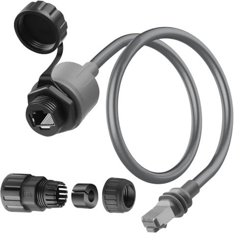 QIANRENON V3 Ethernet Adapter Waterproof Mount Cable for Starlink Gen 3 / Mini Outdoor Waterproof Connector Standard V3 Male to RJ45 Female Converter Plate Front Fixed, Cat6a 1000Mbps, 0.5m/1.6ft
