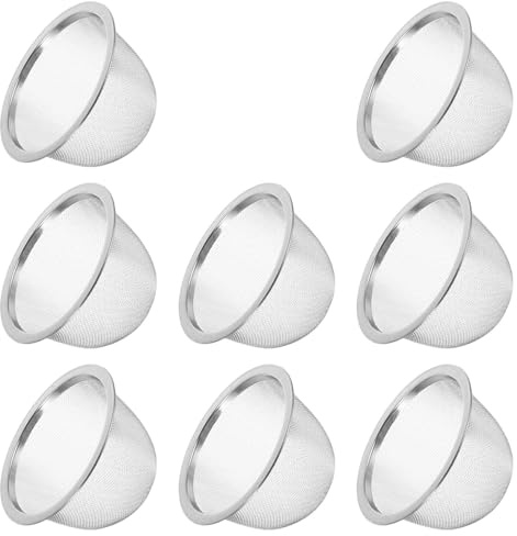 SHINEOFI Edelstahl Teefilter und Teesieb 7cm Durchmesser Stabiles Metallsieb für Teekanne Leicht zu Reinigen Geeignet für Kräuter und Gewürze Modernes Design 8 Stück für Zuhause