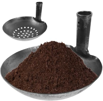 Arroopu Pelle à Détritus en Métal,Pelle Louche en Fonte pour Ramasse-Crottin - Tamisante pour Boue Métallique - pour Extérieur, Cour, Puits, Drainage, Allée, Gouttière, Boue, Vase et