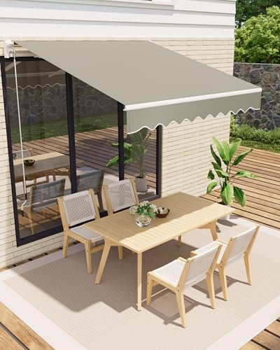Garveelife Gelenkarmmarkise 300 x 250 cm, UV40+ & wasserabweisend, mit Kurbel & Wandhalterung Länge + Winkel einstellbar, Markise für Terrasse & Balkon, Sonnenschutz Balkonmarkise Gelenkmarkise