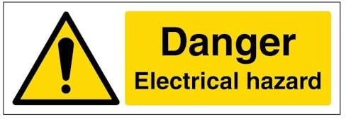 V Safety 67116AX-S Electrical Hazard Sign - Landscape - 300mm x 100mm - Self Adhesive Vinyl, Black/Yellow
