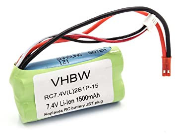 vhbw Akku kompatibel mit MJX RC Helicopter F645, F45 Modellbau (1500mAh, 7,4V, Li-Ion, JST)