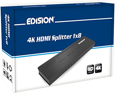 EDISION 4k HDMI Splitter 1x8 Verteiler Ultra HD 2160p Full HD 1080p CEC HDCP 3D Ready