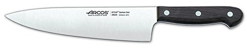 Arcos Serie Atlantico, Cuchillo Cocinero, Hoja de Acero Inoxidable de 200 mm, Mango de madera Palisandro color Marrón