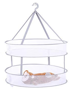 Secadora colgante de suéter, secadora plegable de malla para colgar ropa, estante de secado plano, doble nivel (gris, 24 pulgadas)