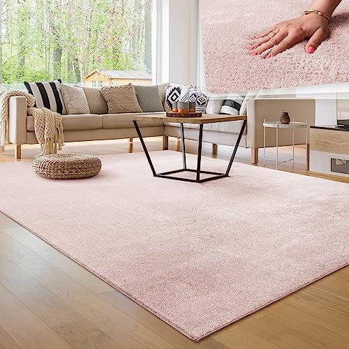 Paco Home Tappeto Moderno e Morbido per Soggiorno a Pelo Corto Lavabile Fluffy Uni Effetto Pelliccia Senza Tempo Elegante Antiscivolo Facile da Pulire, Dimensione:200x280 cm, Colore:Rosa
