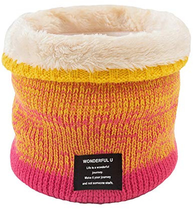 MoreChioce Unisex Strickschal, Winter Warm Schlauchschal Loop Schal Gestrickter Nackenwärmer Windstopper-Schal mit Fleece innen Hals Warmer zum Skifahren Motorrad Radfahren Wandern,Hell Gelb