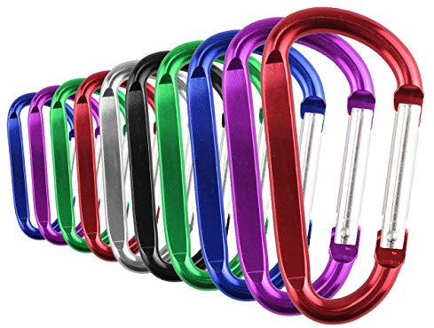 Temlum 10 Stück Aluminium D-Form Karabiner Feder Karabinerhaken Schlüsselanhänger Karabiner für Camping Reisen Wandern Schlüsselanhänger Outdoor-Zubehör(5,8 cm)