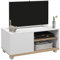 HOMCOM Mueble TV de Salón Moderno con Ruedas Mesa para Televisores de 42 Pulgadas Módulo TV con 1 Puerta y 2 Estantes de Almacenamiento 80x45x39,5 cm Blanco