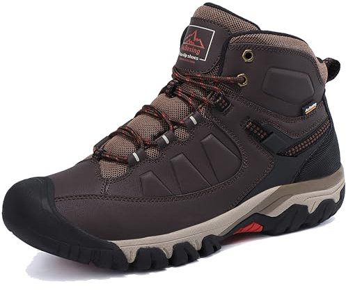 AX BOXING Scarpe Uomo Invernali Caldo Fodera Stivali Antiscivolo Scarponcini Uomo Invernali Scarpe Trekking Stivaletti Taglia 41-46 EU(Marrone scuro, 43 EU)