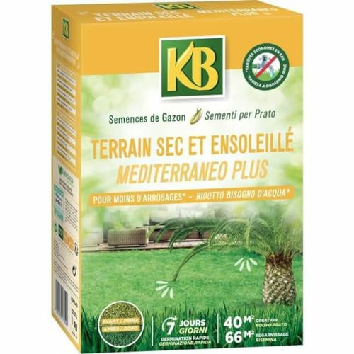 KB KSOL40 Semences de Gazon Terrain Sec et Ensoleillé 1kg - Excellente résistance à la chaleur et la sécheresse - Pour moins d'arrosages - 1kg pour 40m²