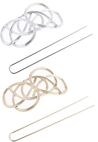 FRCOLOR 2pcs Hair Cuff Bun Decorative Hair Bun Holder Stick Pin Set Vintage Metal pin Clamp for Girls