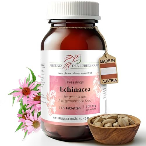 Echinacea Tabletten 300mg | 115 Tabletten Eupatorium perfoliatum | Top Premium Qualität aus Österreich | Vegane Tabletten statt Kapseln ohne Zusatzstoffe | Sonnenhut, Roter Sonnenhut, Igelkopf
