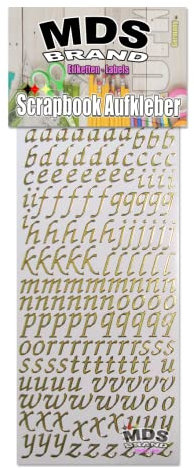 MDS Brand 1,5cm Buchstaben Aufkleber zum beschriften von Kerzen für Hochzeitskerze, Taufkerzen, Kommunionkerzen oder dankeskarten, einfach zum basteln und gestalten 25-2 (Klein a-z Gold)