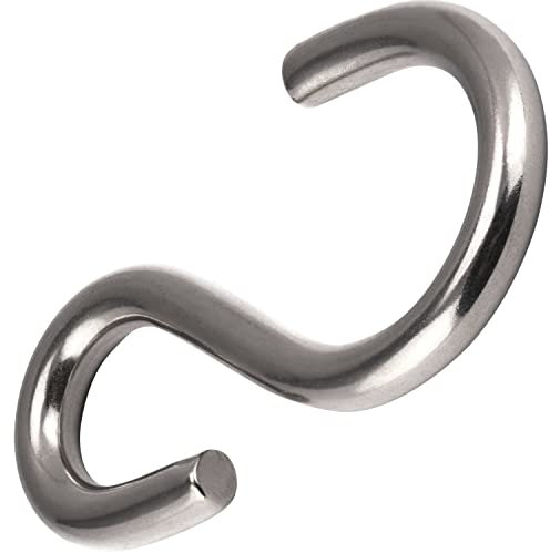 OPIOL QUALITY® S-haken Asymmetrisch 8 mm aus Edelstahl A2 V2A (1 Stück) Hängehaken S-förmig Küchenhaken Kleiderhaken Universalhaken Edelstahlhaken Haken