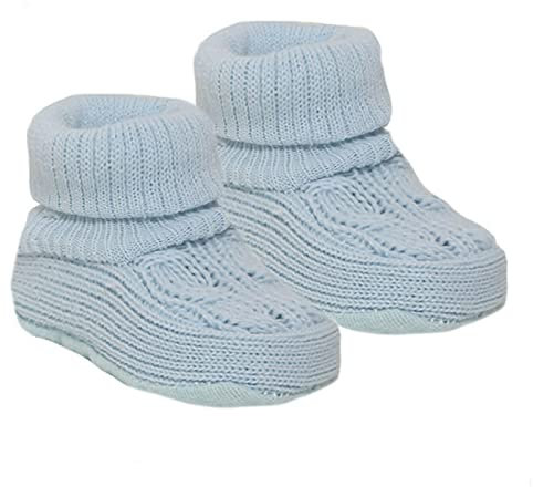 Soft Touch Royal Icon 1118 Babyschuhe für Neugeborene, Jungen, Mädchen, gestrickt, 1 Paar, einfarbig, NB-3 Monate, himmelblau, 0 Months