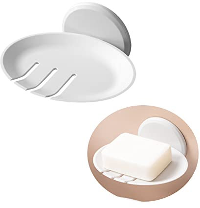 WUBAYI Jabonera, soporte para jabonera – Soporte de jabón autodescurrente para ducha para jabón sin perforación, jabonera con drenaje para baño y cocina montado en la pared