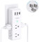 Extensor de toma de protección contra sobretensiones, con enchufe giratorio, 6 tomas de corriente alterna con 3 puertos USB (1 USB C), cargador de pared 1800J, tira de alimentación de 3 lados con