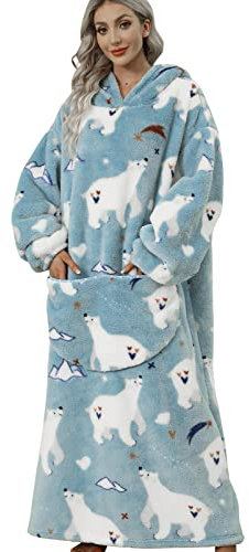 Übergroße Kapuzenpullover-Decke mit riesiger Tasche, Sweatshirt-Decke für Damen und Herren, Einheitsgröße, bär, One size