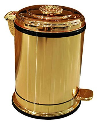 Poubelle en métal à pédale dorée Haut de Gamme hôtel Villa Cuisine Salon Salle de Bain Couvert Seau de Stockage des ordures Poubelle (10L)