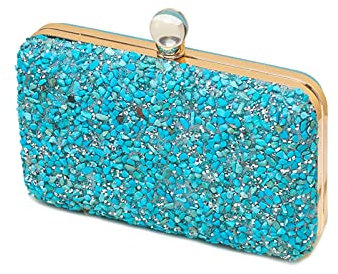 CORIOS Bolsa de Noche para Mujer Diamantes de Imitación Clutch Bolsos Bandolera con Cadena Bolso de Fiesta Elegante Bolso de Hombro para Fiesta de Graduación Boda Banquete Azul
