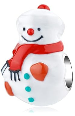 Charm Schneemann Weihnachten Eis Geschenke Winter 925 Silber - Les Folies für Pandora, Silikon, Zirkonia