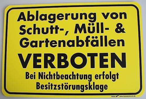 Hinweisschild Schild - Ablagerung von Schutt und Müll...verboten - 308368/1 Gr. 30 x 20 cm
