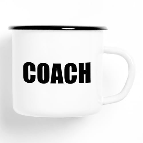 Huuraa Emaille Tasse für Coach Training Geschenk 300ml Vintage für Coach Geschenkidee