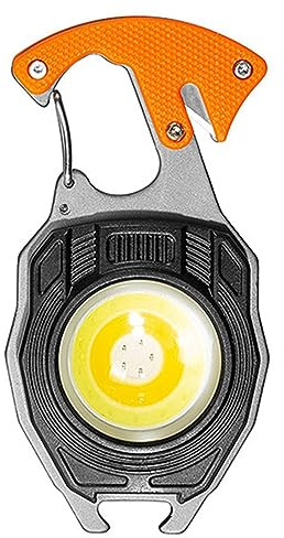 HoveeLuty Llavero multifunción Linterna COB 400 mAh Llavero de aluminio portátil Pantalla de energía Luz Soporte ajustable multimodo Abrebotellas Linterna con destornillador, Naranja