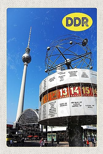 Blechschild 18x12 cm Berlin Alexanderplatz Weltzeituhr Wand Deko Bar Kneipe Sammler Geschenk