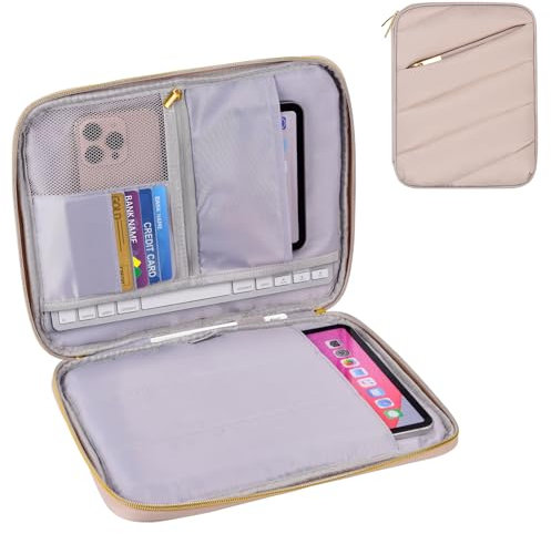 Cayeelu iPad Pro 12.9 Tragetasche, Puffy gepolsterte Tablet-Hülle für iPad Pro 12.9 M2/M1/2018-2020, Surface Pro 9/8/X/7/6, 12.4 Galaxy Tab S9/S8+ (Khaki-12.9)