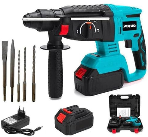 REPLOOD Trapano Tassellatore Martello Demolitore a Percussione 2 Batterie 48Vf SDS 26m